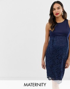 Темно-синее кружевное платье-футляр Chi Chi London Maternity-Темно-синий