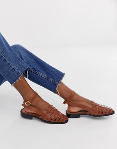 Светло-коричневые кожаные туфли на плоской подошве ASOS DESIGN Mady-Светло-коричневый
