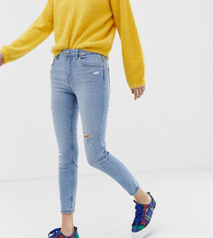 Синие укороченные зауженные джинсы Bershka-Синий