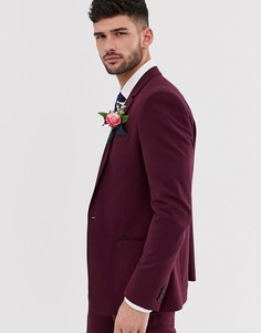 Бордовый свадебный приталенный пиджак River Island-Красный