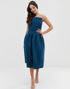 Платье миди с вырезом бандо ASOS DESIGN-Темно-синий