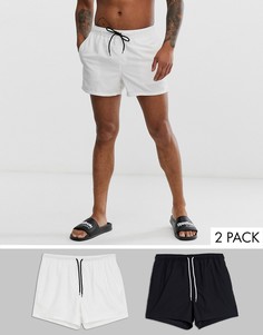Шорты для плавания черного и белого цвета ASOS DESIGN - Набор из 2 пар со скидкой-Мульти