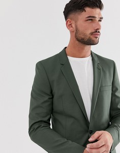 Облегающий пиджак цвета хаки ASOS DESIGN-Зеленый