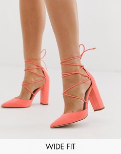 Розовые туфли на высоком блочном каблуке для широкой стопы ASOS DESIGN Power Trip-Розовый