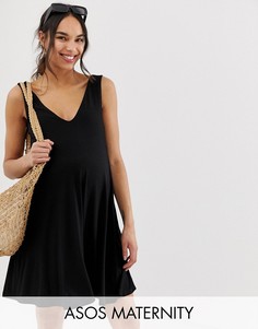 Свободное платье со скрытыми карманами ASOS DESIGN Maternity ultimate-Черный