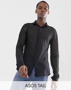Черная сетчатая рубашка зауженного кроя ASOS DESIGN Tall-Черный