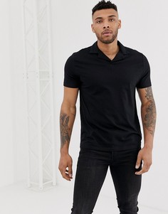 Черное поло из органического хлопка с отложным воротником ASOS DESIGN-Черный