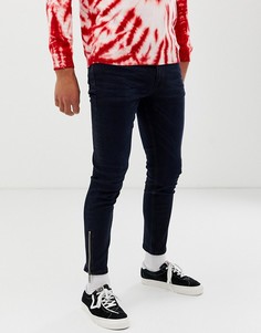 Синие джинсы скинни с молниями на щиколотках ASOS DESIGN-Синий