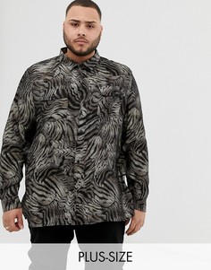 Светло-коричневая рубашка с тигровым принтом River Island Big & Tall-Светло-коричневый