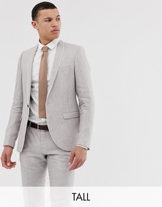 Супероблегающий льняной пиджак светло-бежевого цвета Twisted Tailor tall-Светло-бежевый