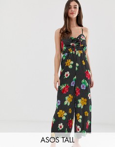 Комбинезон со сборками и цветочным принтом ASOS DESIGN Tall-Мульти