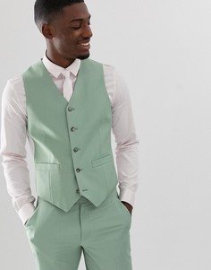 Светло-зеленый зауженный жилет ASOS DESIGN wedding