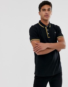 Черное поло с контрастным воротником, окантовкой и логтипом Jack & Jones Core-Черный