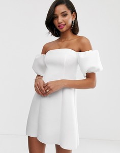 Короткое приталенное платье ASOS DESIGN-Белый