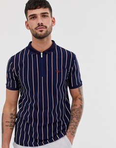 Темно-синее поло в фактурную полоску River Island-Темно-синий
