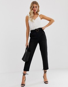 Черные брюки с вышивкой ришелье ASOS DESIGN-Черный