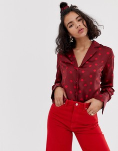 Атласная рубашка в горошек и резинка для волос Gestuz-Красный