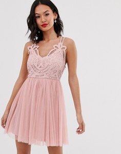 Платье мини с кружевным лифом на бретелях ASOS DESIGN Premium-Розовый