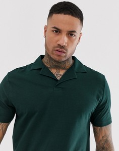 Зеленое поло из органического хлопка с отложным воротником ASOS DESIGN-Зеленый