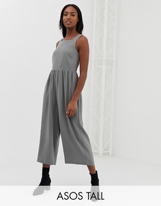 Минималистский комбинезон со сборками на талии ASOS DESIGN Tall-Черный