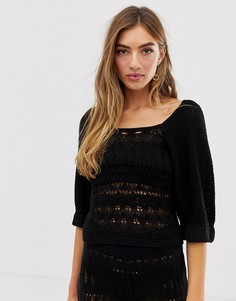 Комбинируемый ажурный топ с пышными рукавами ASOS DESIGN-Черный