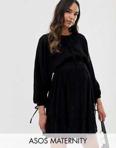 Платье мини с эластичной талией ASOS DESIGN Maternity-Черный