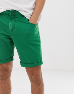 Ярко-зеленые джинсовые шорты зауженного кроя ASOS DESIGN-Зеленый