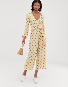 Комбинезон в горошек с запахом ASOS DESIGN-Мульти