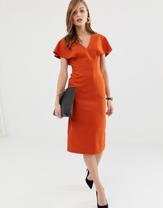 Платье-футляр миди с рукавами \ангел\" ASOS DESIGN-Красный