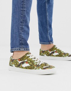 Кроссовки с тропическим принтом ASOS DESIGN-Светло-бежевый