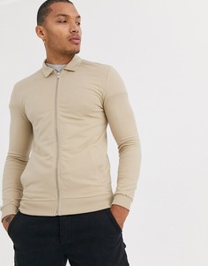 Бежевая обтягивающая куртка Харрингтон ASOS DESIGN-Бежевый