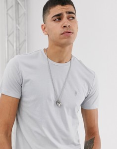 Голубая футболка с круглым вырезом и логотипом AllSaints-Синий