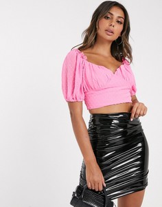 Розовый кроп-топ из ткани добби Missguided