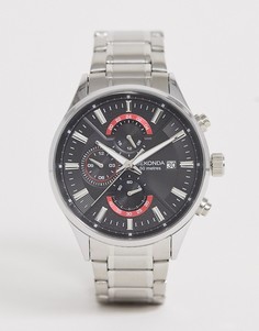 Серебристые часы-браслет с черным циферблатом Sekonda-Серебряный