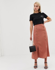 Юбка на пуговицах с двумя разрезами Vero Moda-Коричневый