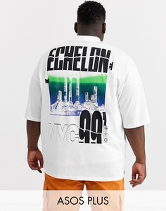 Oversize-футболка с принтом на груди и на спине ASOS DESIGN Plus-Белый