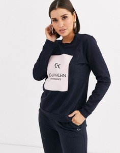 Темно-синий свитшот с логотипом Calvin Klein Performance