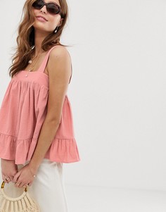 Топ с квадратным вырезом ASOS DESIGN-Розовый