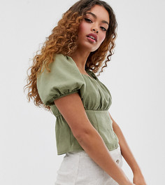 Топ цвета хаки Miss Selfridge Petite-Зеленый