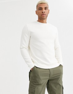 Белый свитшот в рубчик ASOS DESIGN