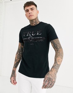 Черная футболка с логотипом из блесток True Religion-Черный
