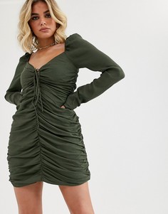 Облегающее платье мини со сборками Vestire-Зеленый