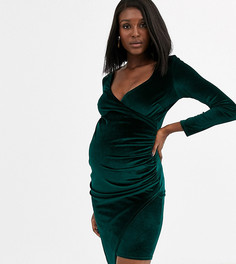 Эксклюзивное бархатное платье миди с запахом Blume Maternity-Красный