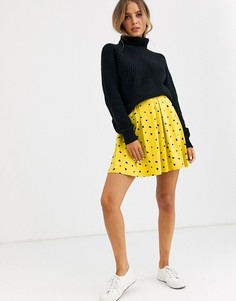 Мини-юбка со складками и цветочным принтом ASOS DESIGN-Мульти