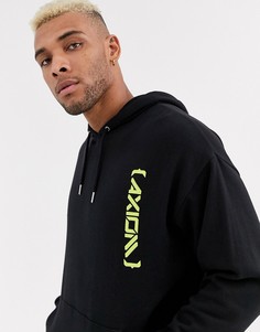 Oversize-худи черного цвета с принтом логотипа ASOS DESIGN-Черный