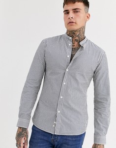 Белая рубашка в полоску с воротником на пуговицах Celio-Белый