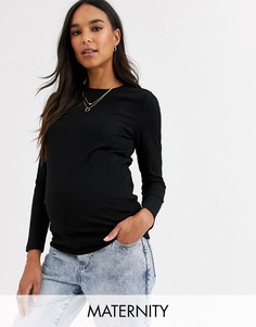 Черный джемпер с длинными рукавами и круглым вырезом New Look Maternity