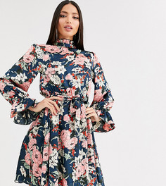 Свободное платье с поясом и цветочным принтом Missguided Tall-Мульти