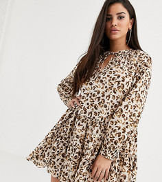 Платье-трапеция мини с леопардовым принтом ASOS DESIGN Petite-Мульти
