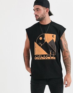 Oversize-футболка из плотного материала без рукавов и с принтом \oracle\" спереди ASOS DESIGN-Черный